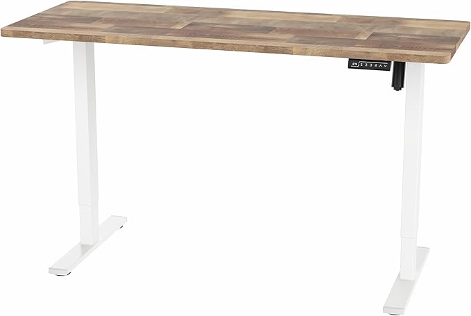 VIVO Electric 60 x 24 in Standing Desk, Memory Height Adjustment, 1B Series, One-Piece Reclaimed Wood Top, White Frame, DESK-KIT-1W6P