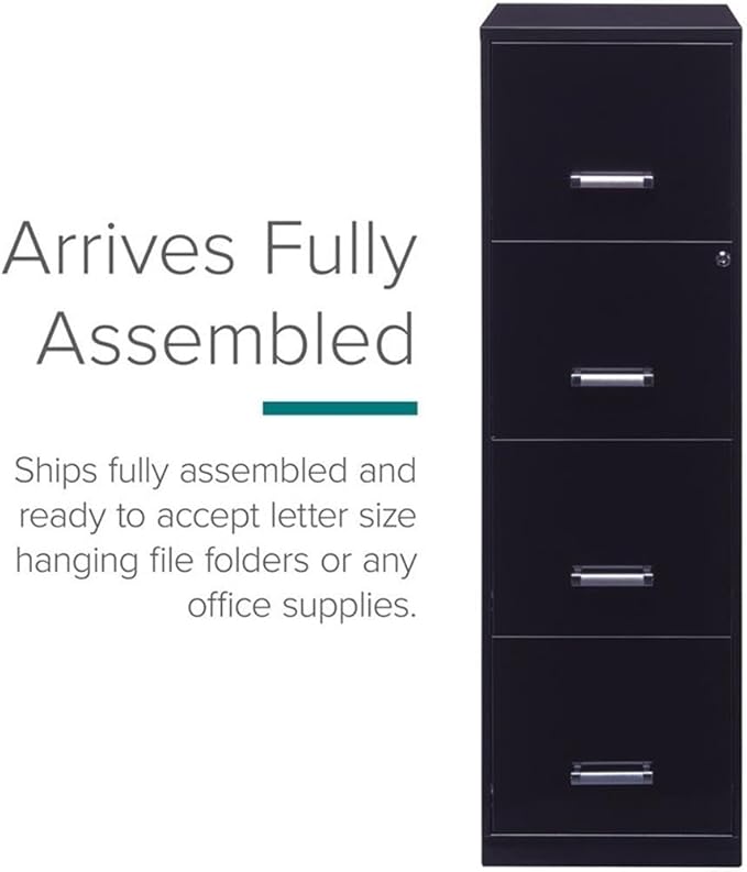 Pemberly Row 4 Drawers 46.38" Vertical Black Metal Filing Cabinet Lockable Pre-Assembled Stationary Letter Size for Home, Office