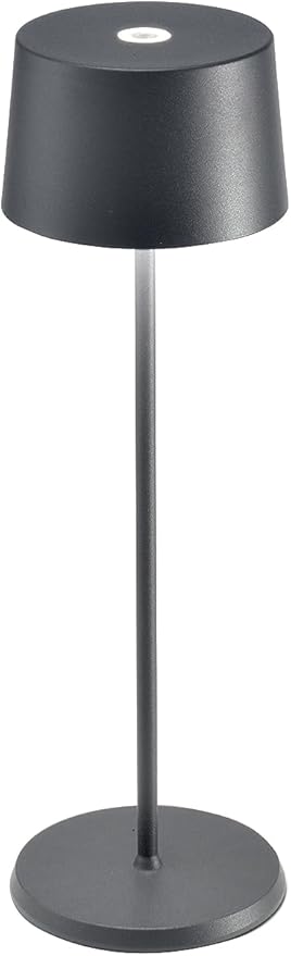 Zafferano, Olivia Pro Lamp, Rechargeable Cordless Table Lamp with Touch Control, Suitable for Indoor and Outdoor, Dimmer, 2700-3000 K, Height 14 Inches, Dark Grey Color