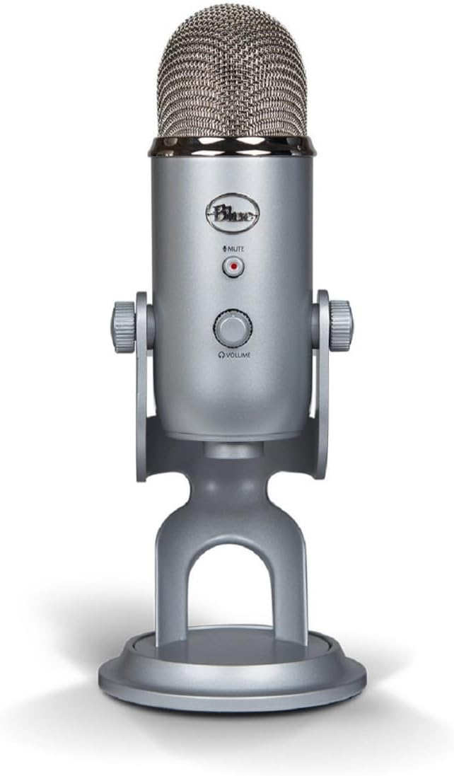Logitech Creators Blue Yeti USB Microphone for Gaming, Streaming, Podcast, YouTube, Discord, PC, Studio Sound, Plug & Play-Silver