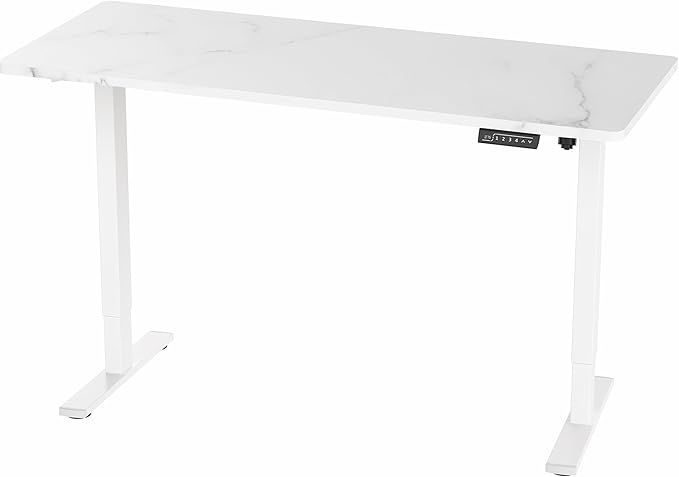 VIVO Electric Dry Erase 60 x 24 in Standing Desk, Memory Height Adjustment, 1B Series, White Marble Pattern Top, White Frame, DESK-KIT-1W6WM