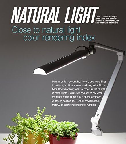 Softech - Natural Ultra Bright Light LED Lamp with swiveling Head & Clamp Type (3 Lighting Modes, 5-Level Dimmer, Touch-Sensitive Control Panel, USB Charging Port, Mobile Device Charger) (White)