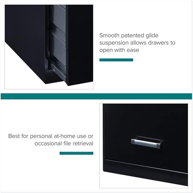 Pemberly Row 4 Drawers 46.38" Vertical Black Metal Filing Cabinet Lockable Pre-Assembled Stationary Letter Size for Home, Office