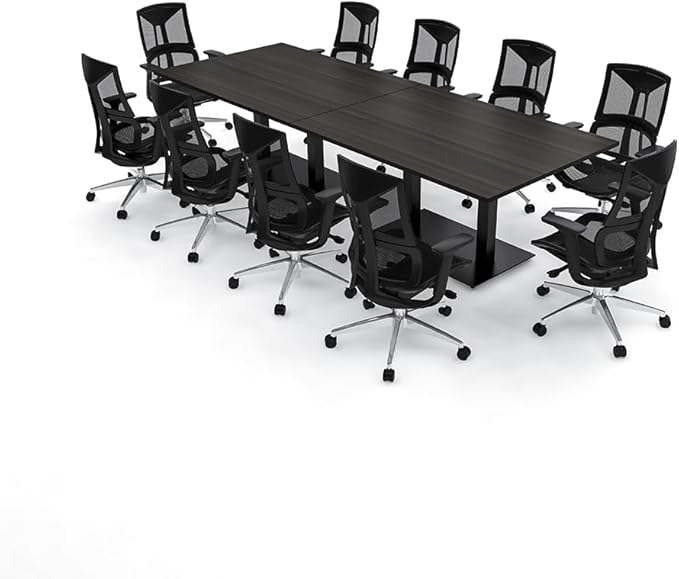 SKUTCHI DESIGNS INC. 10 Person Conference Room Table and Chairs Bundle | 10' Rectangle Conference Series Table and 10 AME Executive Chairs |Harmony Series