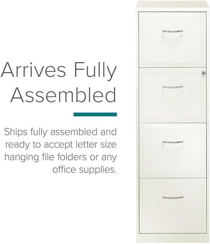 Pemberly Row 18" 4-Drawer Traditional Metal File Cabinet in White