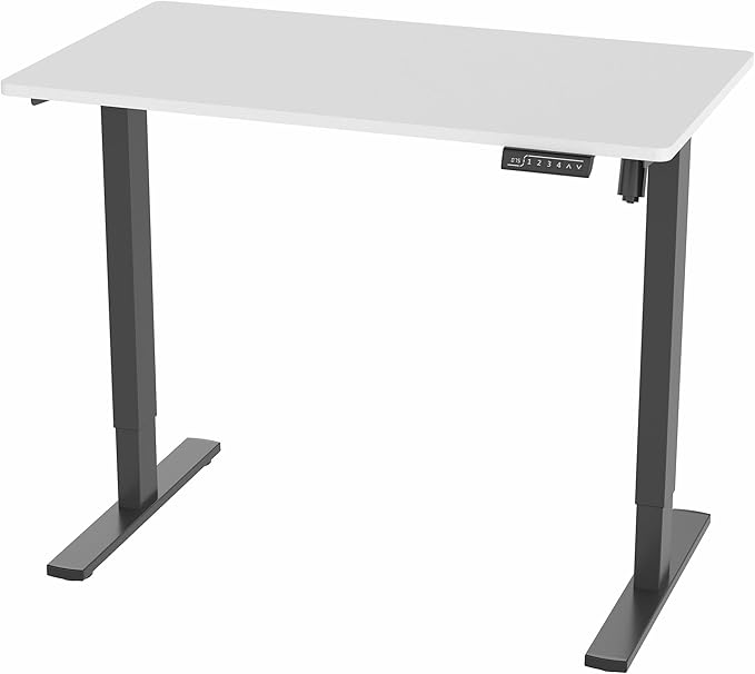 VIVO Electric 43 x 24 in Standing Desk, Memory Height Adjustment, 1B Series, One-Piece White Top, Black Frame, DESK-KIT-1B4W