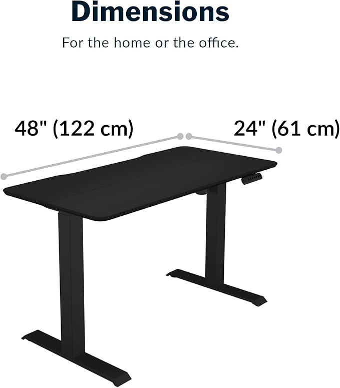 Vari Essential Electric Standing Desk for Home Office – 48x24 - White (Black)