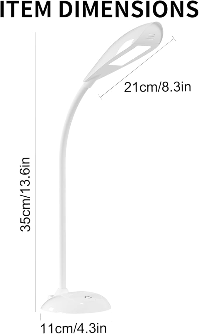Desk Lamp, LED Eye-Caring Table Lamp, Study Lamps with Flexible Goose Neck for Bedroom, Eye-Caring Light, 3 Brightness 360° Rotation Touch Table Gooseneck Lamp, Bright for Bedroom, Study, Home Office