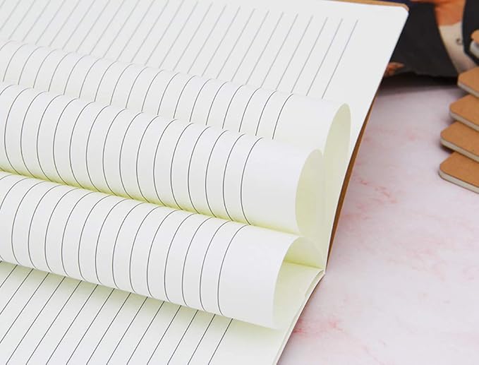 16 Pack Kraft Notebooks, 60 Pages Notebook, 8.3x5.5 Inch, A5 Notebooks for Work, Travel, Business, School & More - College Ruled Notebook - Softcover Journals for Women & Men - Lined Note Books