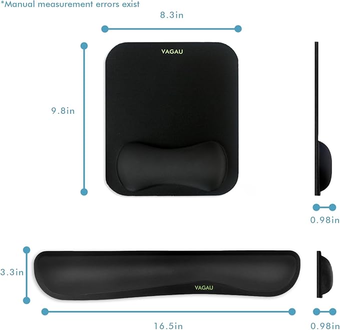 VAGAU Premium Keyboard Wrist Rest and Mouse Pad Wrist Support, Ergonomic Memory Foam Set for Office, Laptop, Mac, Computer and Gaming, Comfortable Typing &Wrist Pain Relief (2 Pack)