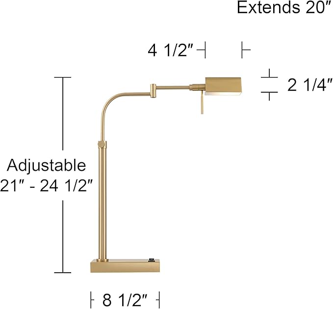 Possini Euro Design Possini Euro Keegan Adjustable Brass Finish USB and Outlet Desk Lamp