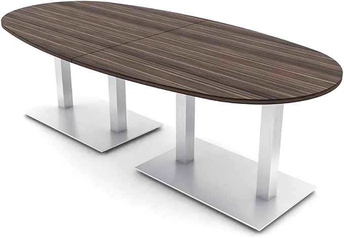 SKUTCHI DESIGNS INC. 8-Foot Conference Table with Metal Bases | Boat Oval Shape| Harmony Series | 8 Person | Natural Eucalyptus