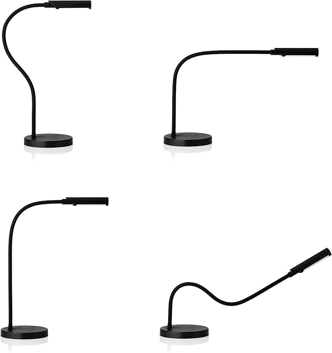 Reliable UberLight Flex 4200TL Task Light – LED Portable Desk Light with Round Base, USB Connection, 26.5” Flexible Gooseneck, 270° Rotational Head, and up to 60,000 Hours of Use (Black)