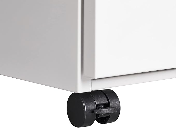 3-Drawer Metal File Cabinet with Lock & Wheels – Rolling Under-Desk Storage for Letter/Legal/A4 Folders, Home & Office Use (Assembly Required)