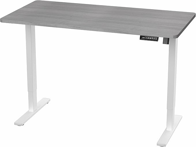 VIVO Electric 55 x 28 in Standing Desk, Memory Height Adjustment, 1B Series, One-Piece Dark Gray Top, White Frame, DESK-KIT-1W55G