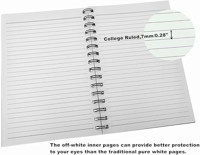 ALIMITOPIA Spiral Notebook Journal,College Ruled Plastic Hardcover Wirebound Notepad Diary Memo Sketch Note Book for School Office Business Supplies,100gsm Thick Off-white Inner Paper,A5