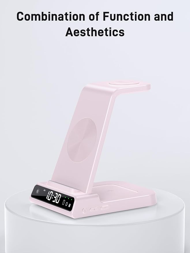 Wireless Charger for Samsung Charging Station, 3 in 1 Android Phone Charger for Samsung Galaxy S25 Ultra/S24 Ultra/S23/Z Fold7/Flip7, Galaxy Watch 8/8 Classic/Ultra/7/6/5, Galaxy Buds 3 Pro/3(Pink)