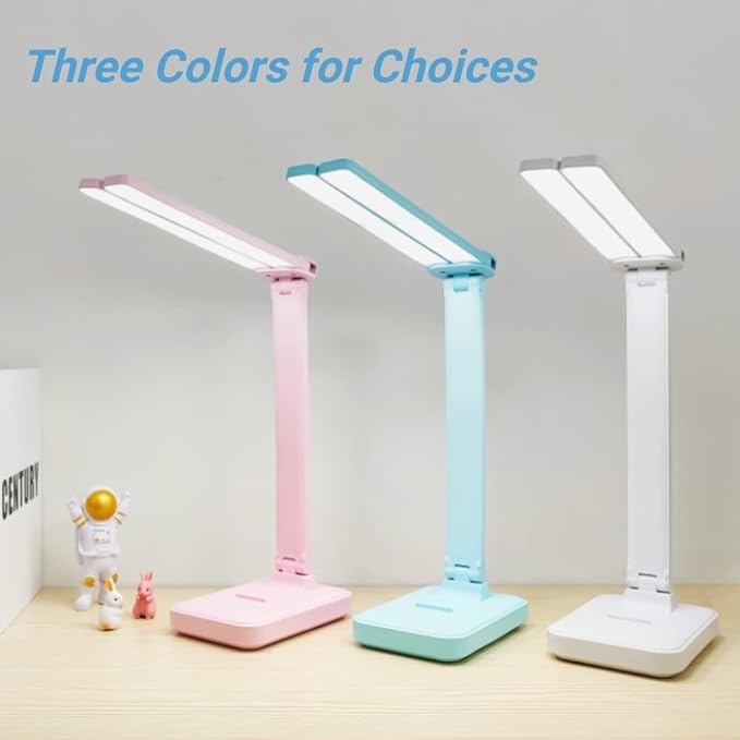 Blue Desk Lamp for Home Office,Portable Small Desk Lamp with 3 Lighting Modes, Battery Operated Rechargeable Desk Light for Kids, Reading,Studying,Dormitory,Blue