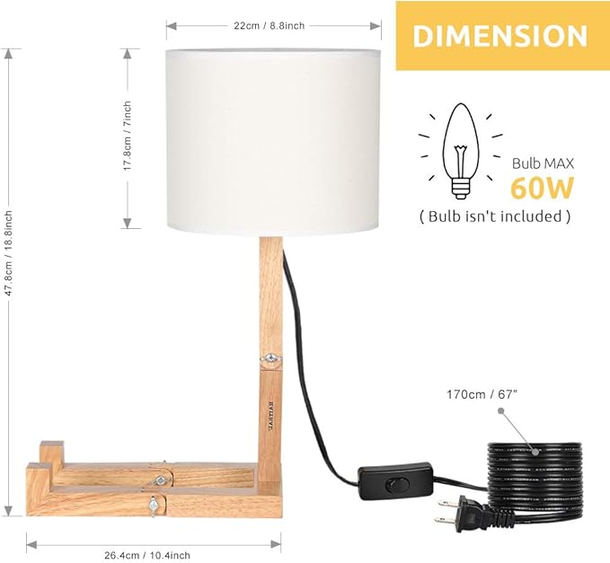 HAITRAL Cute Desk Lamp - Creative Table Lamp with Wood Base Changeable Shape Desk Lamp for Bedroom, Study, Office, Kids Room