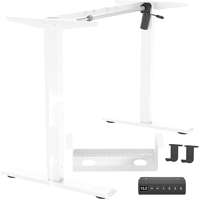Standing Desk Frame Electric Adjustable Legs, Stand up Desk Frame Workstation Desk Base, Adjustable Standing Desk Legs, 3 Memory Height Settings, with Cable Management Tray, Headphone Hook