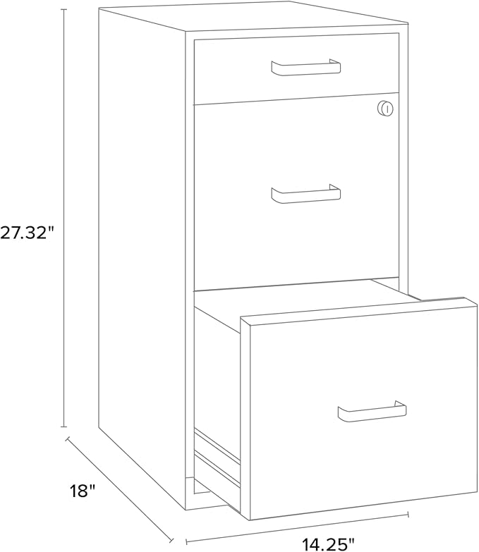 Realspace® SOHO 18"D 3-Drawer Organizer Vertical File Cabinet, Black