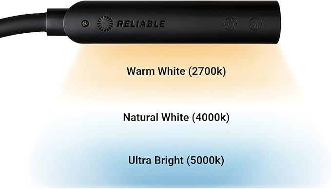 Reliable UberLight Flex 4200TL Task Light – LED Portable Desk Light with Round Base, USB Connection, 26.5” Flexible Gooseneck, 270° Rotational Head, and up to 60,000 Hours of Use (Black)