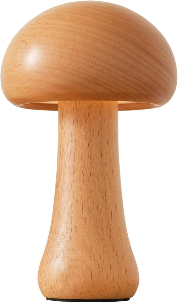 LED Creative Mushroom Table Lamp, Wood Desk Lamp, Bedroom Bedside Night Light, Dimmable Led Lighting, Creative Home Decor Table lamp, Unique House warmging Gift