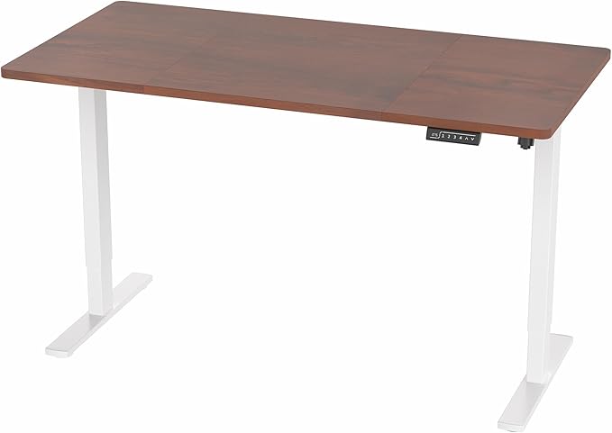 VIVO Electric 60 x 30 in Standing Desk, Memory Height Adjustment, 1B Series, Dark Walnut Top White Frame, DESK-KIT-1W6D-30