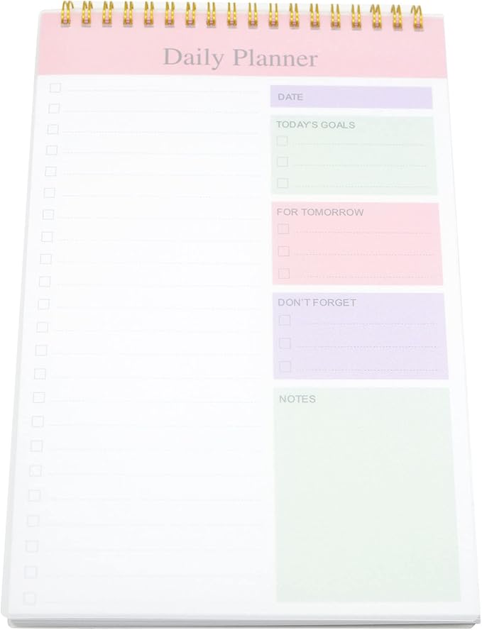 Undated to Do List Notepad Notebook Daily Planner 80 Sheets 6.5'' x 9.8'' Checklist Productivity Organizer for Work Academic Planner, Things to Do List Planner (Pink)