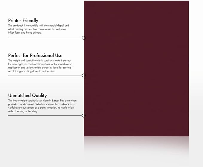 LUXPaper 8.5" x 11" Cardstock | Letter Size | Burgundy Linen | 100lb. Cover (183lb. Text) | 250 Qty