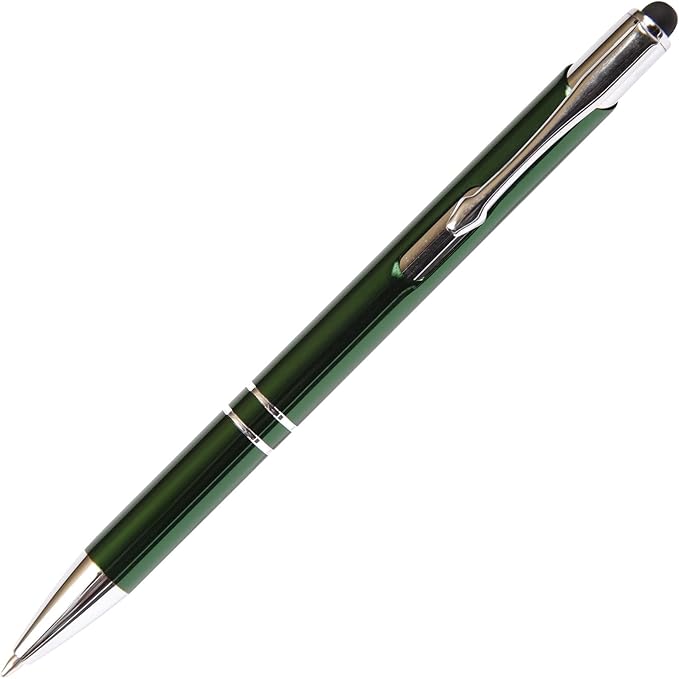 Green JJ Ballpoint Pen with Stylus - Black Ink Refill, Medium Tip Point