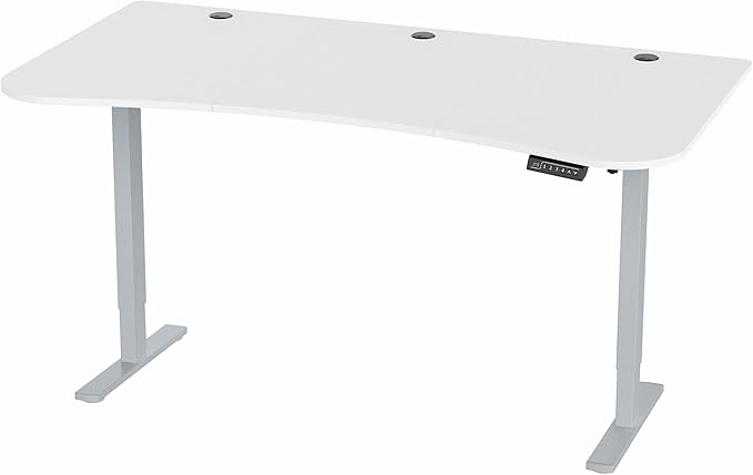 VIVO Electric 63 x 32 in Standing Desk, Memory Height Adjustment, 1B Series, White Top Gray Frame, DESK-KIT-1G1W