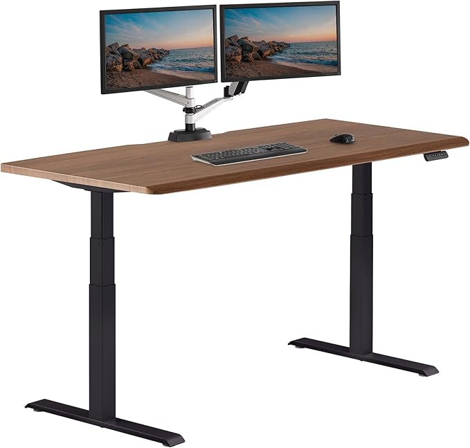 Vari ComfortEdge 72x30 Inch Adjustable Electric Standing Desk – Sit Stand VariDesk with Memory Presets, Sloped Edge, 180 LB Capacity + Tool-Free Assembly (Walnut/Black)
