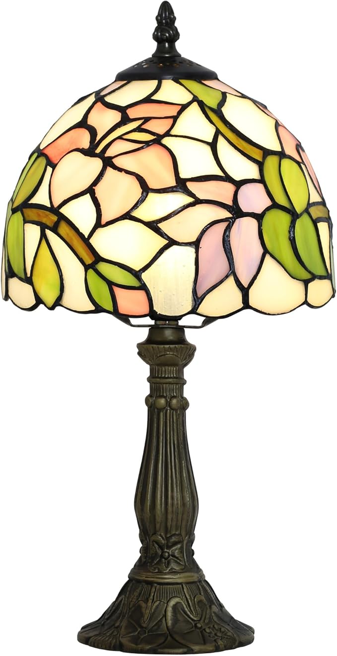 Tiffany lamp 8-inch Small Stained Glass Table lamp mini Desktop Decorative Ornament Night Light in a Home Retro Style a Bedside Reading lamp for The Bedroom in a Home Retro Style