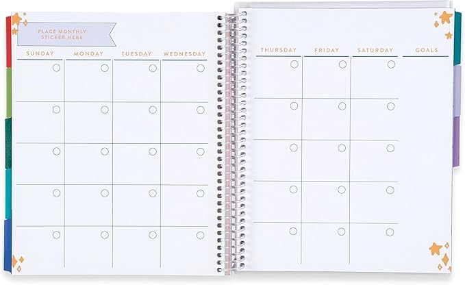 Erin Condren 7x9 Kid's Activity Book - Planetary Pop Classic Interchangeable Cover With Kid-Friendly Plastic Coil. Playtime, Activity Book and Coloring Book