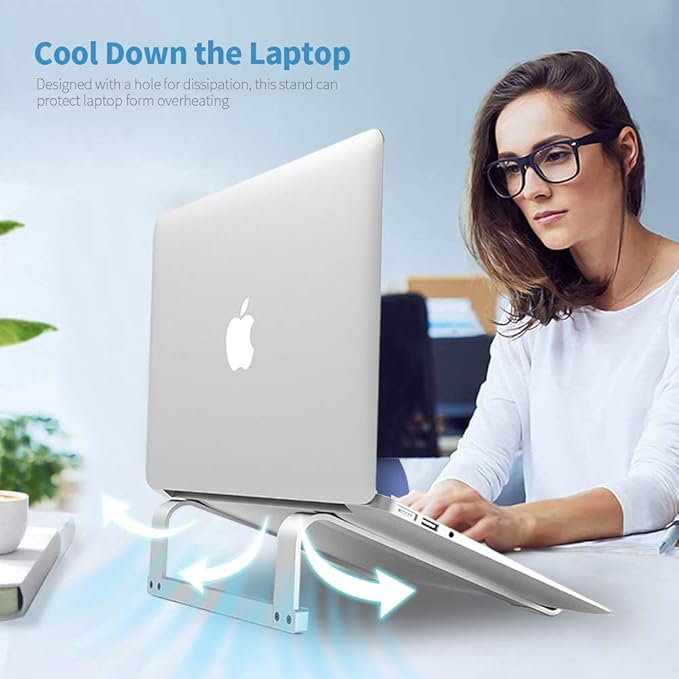 Laptop Stand for Desk,Stable Ergonomic Aluminum Computer Riser Cooling Stand for Mac MacBook Pro/ MacBook Pro Air,HP, Dell, More PC Notebook - 12 13 15 16.2 inch (Silver)