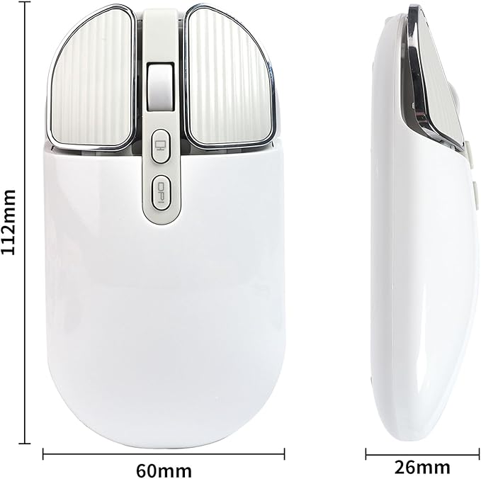 YOCUNKER Wireless Mouse, 2.4G Rechargeable Silent Slim Computer Mouse with USB Receiver 3 DPI, Back to Desktop Button Cordless Mice for PC Laptop Computer Desktop Windows Mac OS Office (White)