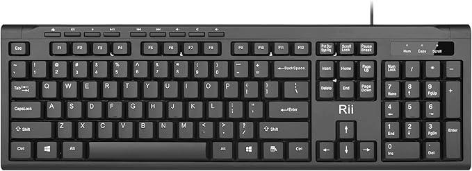 Rii RK907 Ultra-Slim Compact USB Wired Keyboard for Mac and PC,Windows 10/8 / 7 / Vista/XP (Black) (1PCS)