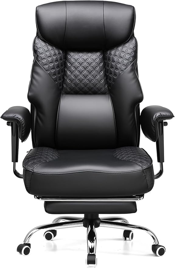 GTRACING Big and Tall Office Chair 400LBS Wide Ergonomic Gaming Chair with Deluxe Embossing Designed Leather with Foot Rest,150°Reclining Adjustable Soft Armrests Pocket Spring Back Support and Pillow