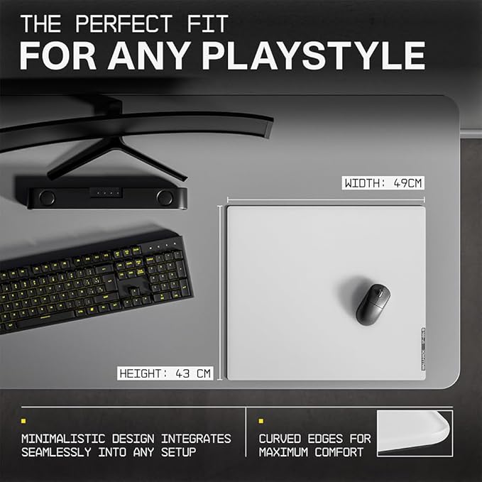 Wallhack 4.0 Glass Gaming MousePad - Professional Esport Mouse Mat with Specialty Surface for Top Speed and Control, Large Tempered Glasspad with Full Silicone Base - (SkyPAD White,XL 16.92" x 19.29")