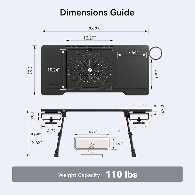 Newtral Lap Desk Bed Tray Table, Foldable Portable Laptop Table Tray for Chair, Laptop Stand for Couch Sofa Floor for Adults, Kids, Ideal for Study, Reading, Breakfast,and Working (Black, Premium)