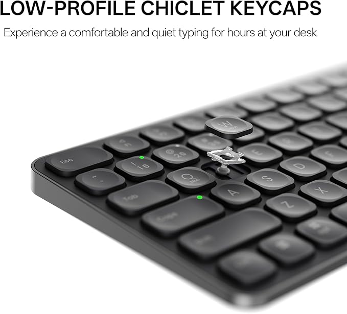 Rapoo 9050S Multi-Device Keyboard and Mouse Combo, 2.4GHz/Bluetooth 5.0/4.0 Wireless Keyboard & Mouse Set for Windows/Mac/Linux/Chrome, Support 4 Devices, Rechargeable, Silent Click, Black