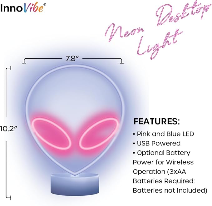 Alien LED Lamp, Versatile Power Options, Festive Design, Colorful Desktop Lighting, Vibrant Alien Lamp, Kids Room Decor, Fun LED Lamp for Bedroom Dorm Gameroom Themed Rooms