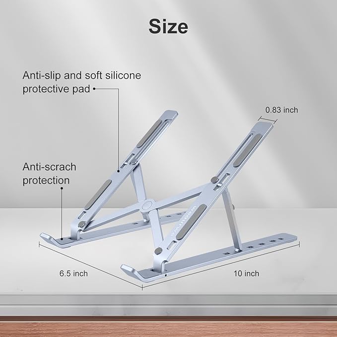 Ergonomic and Foldable Laptop Stand for Desk, Adjustable Riser, Fits All Laptops and Notebooks up to 17,Ultra-Thin,Ventilated Cooling,ABS+Silicone,Midnight.