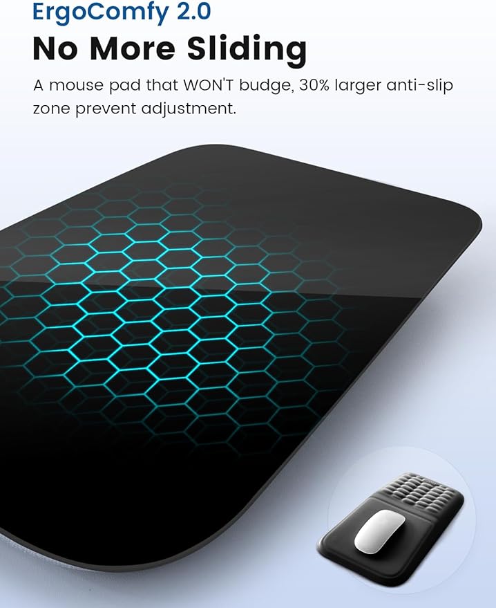 Vaydeer Ergonomic Mouse Pad with Wrist Support – Memory Foam Mousepad with Massage Bulge & Non-Slip PU Base, Relieves Carpal Tunnel Pain, Ideal for Computer, Laptop, Office & Home (11.7×7.6 in, Black)