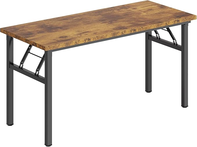 Need Home Office Desk - 62 Inches Large Computer Desk Sturdy Black Table Foldable Desk Gaming Computer Table No Assembly Required Rustic Brown AC5FB(157.5 * 60)