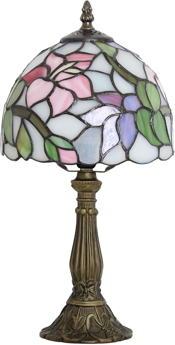 Tiffany lamp 8-inch Small Stained Glass Table lamp mini Desktop Decorative Ornament Night Light in a Home Retro Style a Bedside Reading lamp for The Bedroom in a Home Retro Style