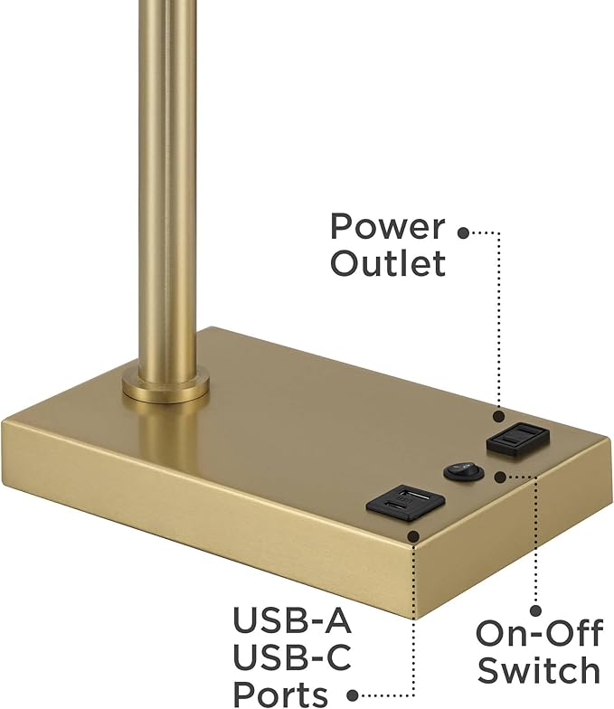 Possini Euro Design Possini Euro Keegan Adjustable Brass Finish USB and Outlet Desk Lamp