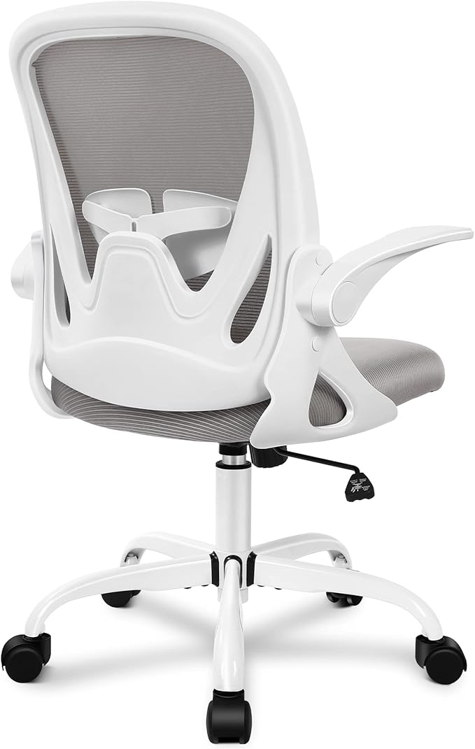 Primy Office Chair Ergonomic Desk Chair with Adjustable Lumbar Support and Height, Swivel Breathable Desk Mesh Computer Chair with Flip up Armrests for Conference Room(Gray)