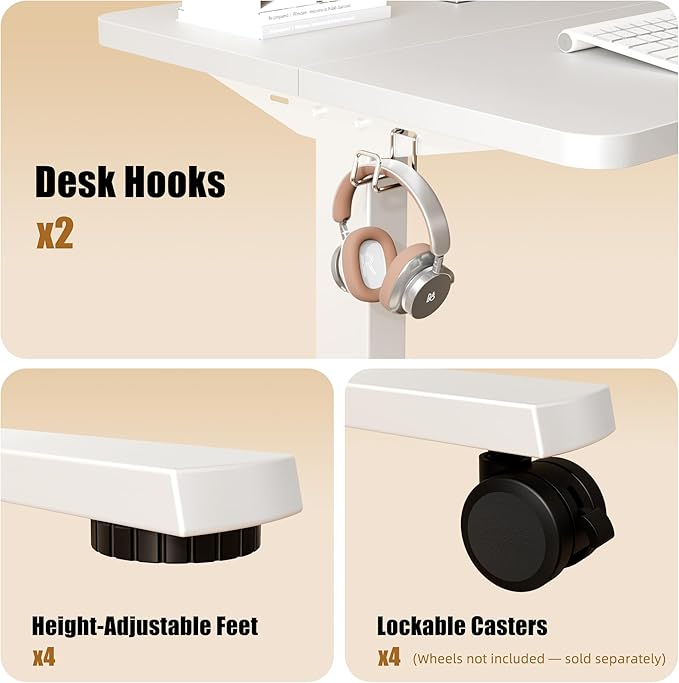 ERGOMAKER Electric Standing Desk, 31.5" x 23.6" Height Adjustable Sit Stand Desk with Splice Board for Home Office, Computer Desk Memory Preset (White Frame, White Desktop)
